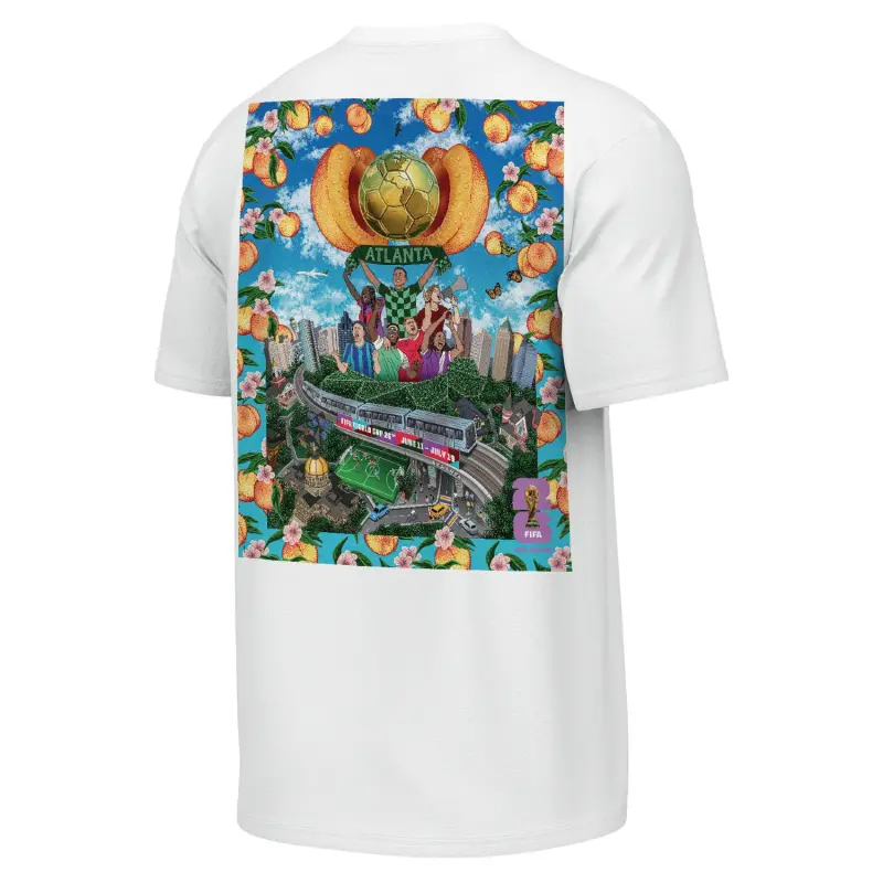 Argentina Kits Store – 2026 World Cup Atlanta Poster White T-Shirt – Unisex Soccer Kits and Apparel
