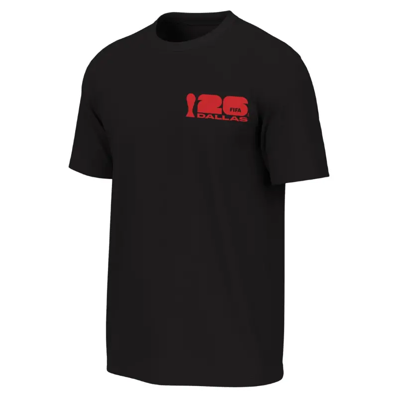 Argentina Kits Store – 2026 World Cup Dallas Poster Black T-Shirt – Unisex Soccer Kits and Apparel