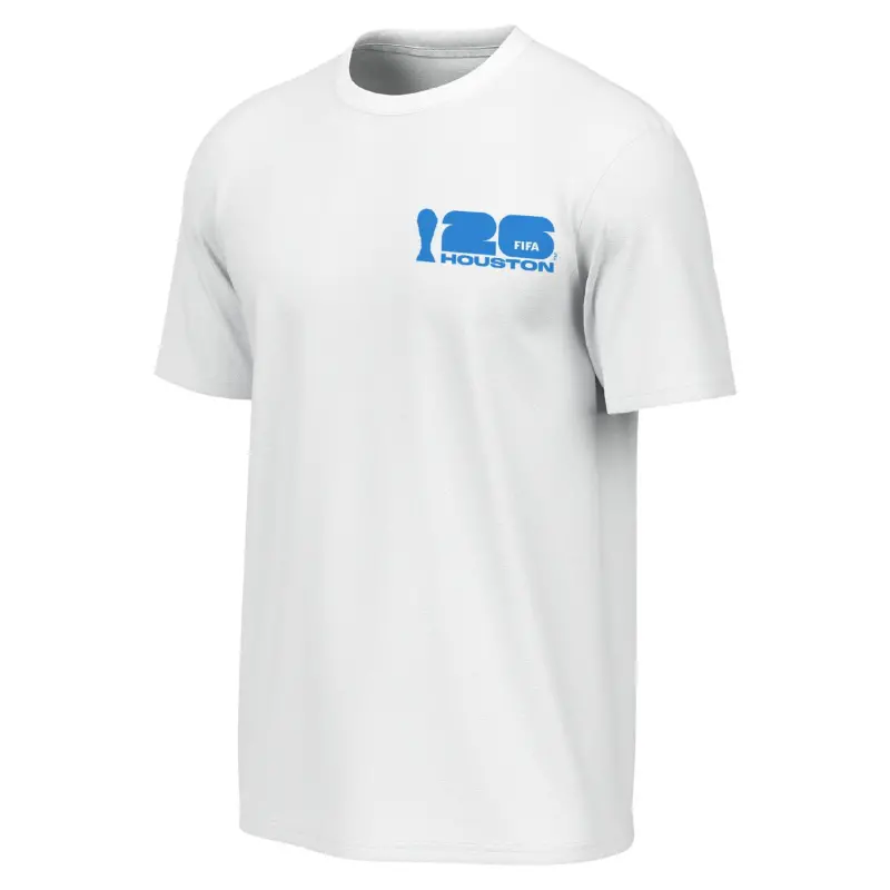 Argentina Kits Store – 2026 World Cup Houston Poster White T-Shirt – Unisex Soccer Kits and Apparel