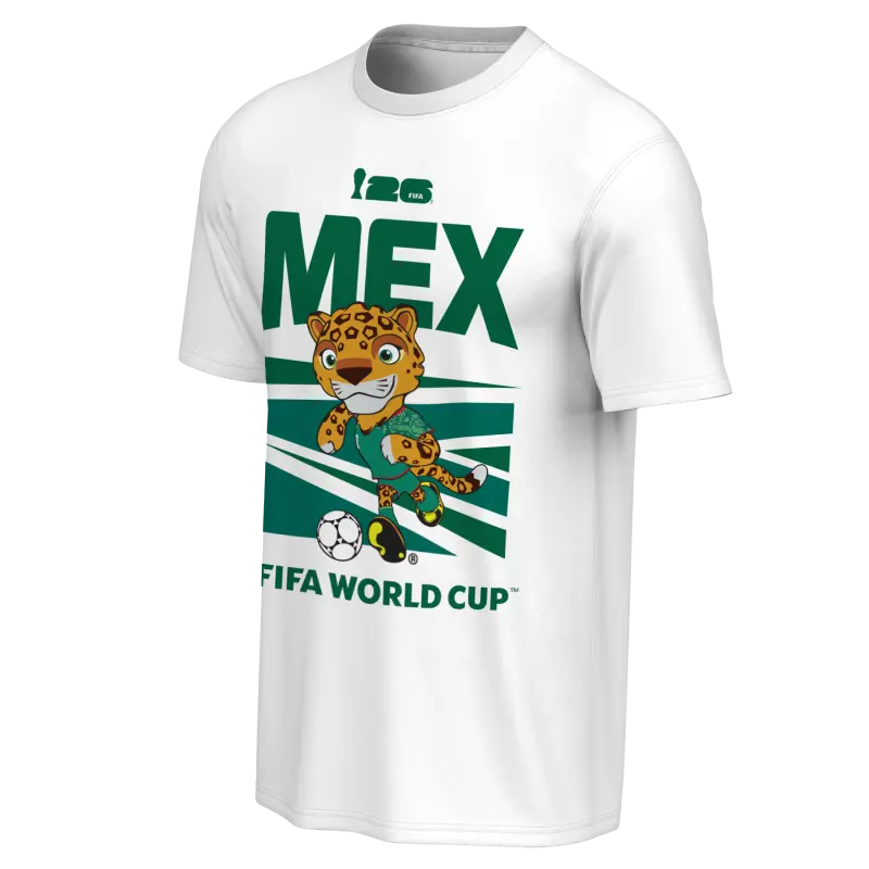 Argentina Kits Store – 2026 World Cup Mexico Mascot White T-Shirt – Unisex Soccer Kits and Apparel