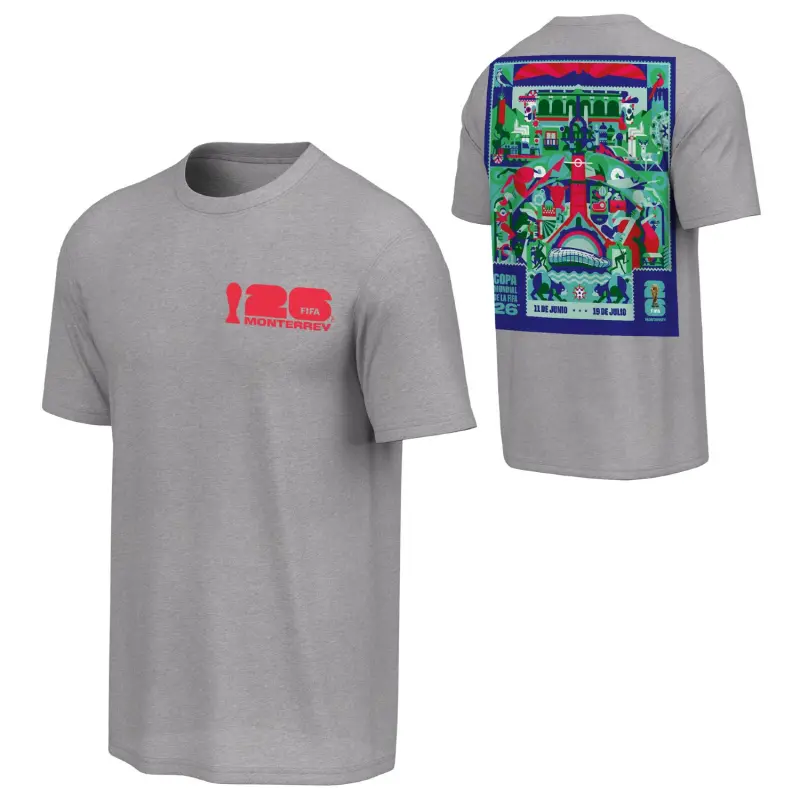 Argentina Kits Store – 2026 World Cup Monterrey Poster Grey T-Shirt [ESP] – Unisex Soccer Kits and Apparel