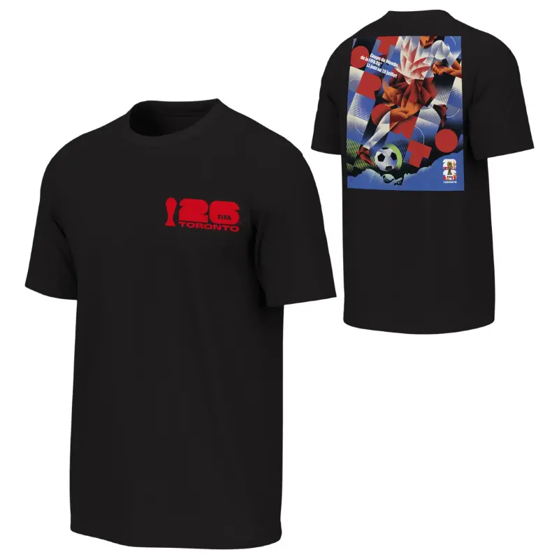 Argentina Kits Store – 2026 World Cup Toronto Poster Black T-Shirt [FRE] – Unisex Soccer Kits and Apparel