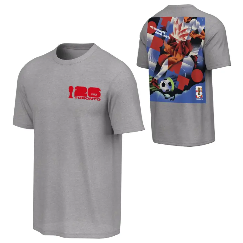 Argentina Kits Store – 2026 World Cup Toronto Poster Grey T-Shirt [ENG] – Unisex Soccer Kits and Apparel