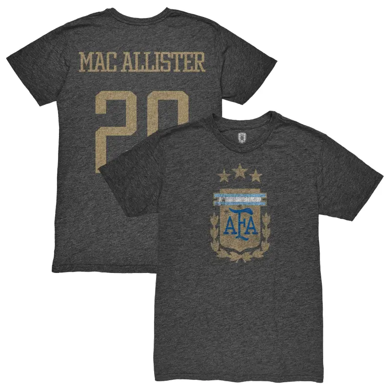 Argentina Kits Store – Alexis Mac Allister Argentina National Team 1863FC Player Retro Tri-Blend T-Shirt – Heather Black Soccer Kits and Apparel