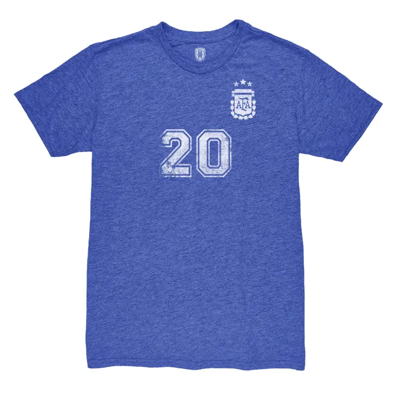 Argentina Kits Store – Alexis Mac Allister Argentina National Team 1863FC Retro Name & Number Tri-Blend T-Shirt – Blue Soccer Kits and Apparel