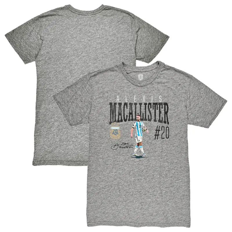 Argentina Kits Store – Alexis Mac Allister Argentina National Team 1863FC Snapshot Tri-Blend T-Shirt – Heather Gray Soccer Kits and Apparel