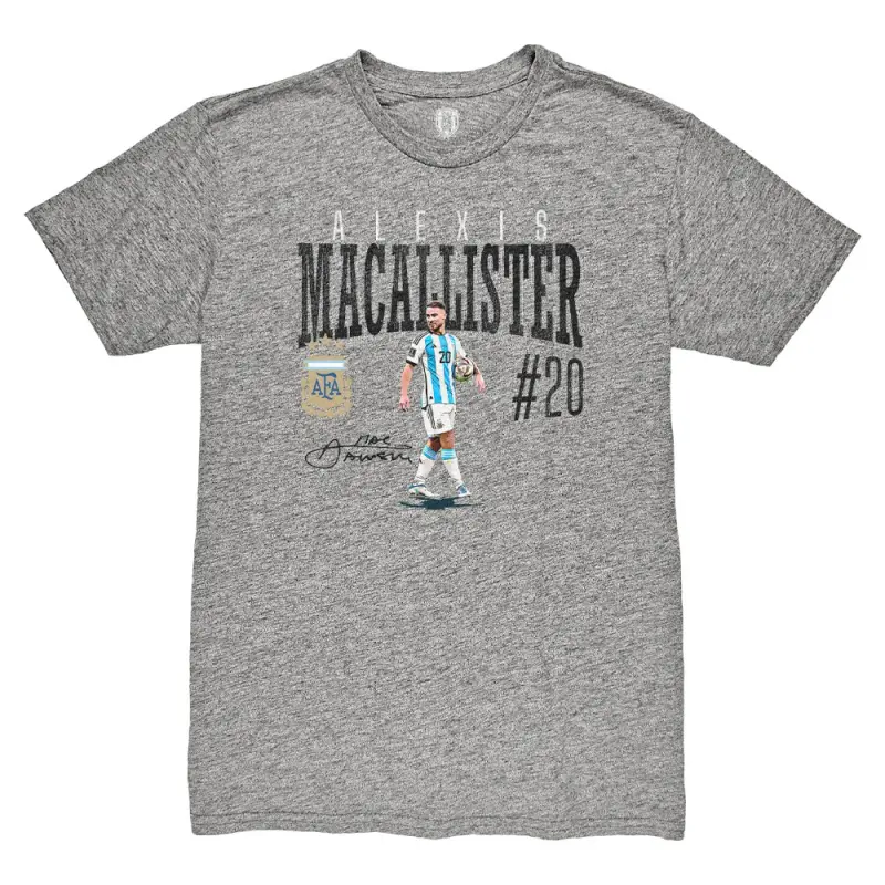 Argentina Kits Store – Alexis Mac Allister Argentina National Team 1863FC Snapshot Tri-Blend T-Shirt – Heather Gray Soccer Kits and Apparel
