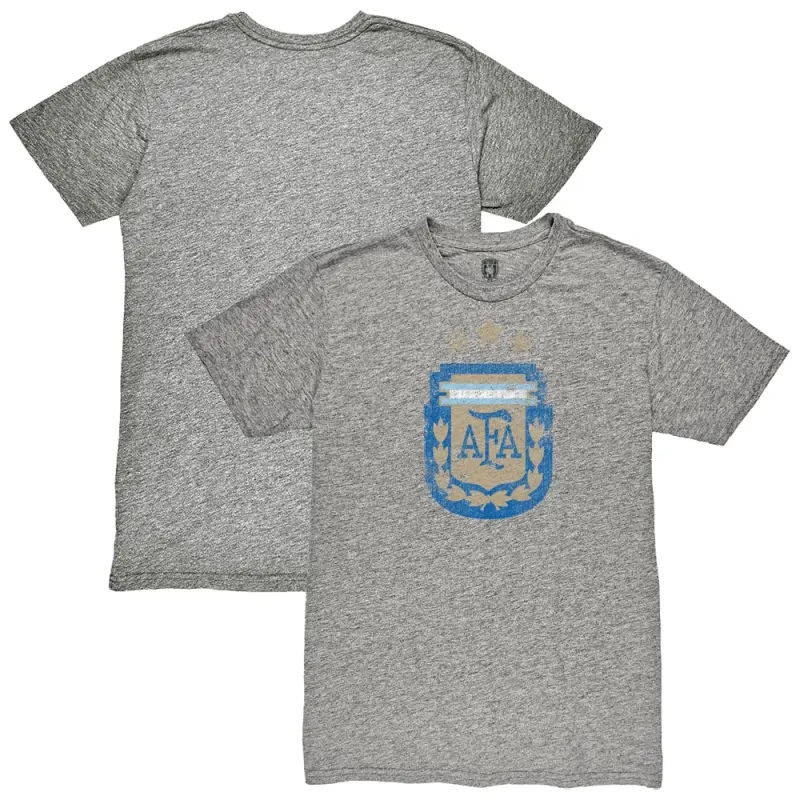 Argentina Kits Store – Argentina National Team 1863FC Retro Badge Tri-Blend T-Shirt – Heather Gray Soccer Kits and Apparel