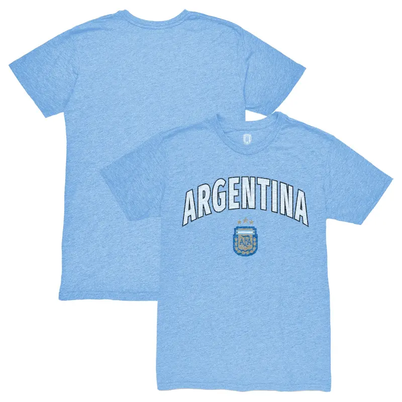 Argentina Kits Store – Argentina National Team 1863FC Retro Wordmark Tri-Blend T-Shirt – Light Blue Soccer Kits and Apparel