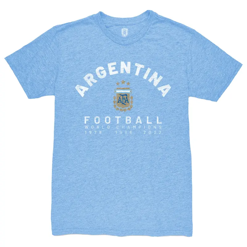 Argentina Kits Store – Argentina National Team 1863FC Three-Time World Champions Tri-Blend T-Shirt – Light Blue Soccer Kits and Apparel