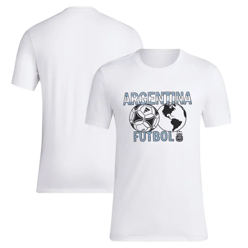 Argentina Kits Store – Argentina National Team Adidas Around The World T-Shirt – White Soccer Kits and Apparel
