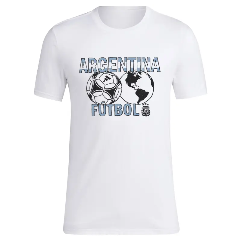 Argentina Kits Store – Argentina National Team Adidas Around The World T-Shirt – White Soccer Kits and Apparel