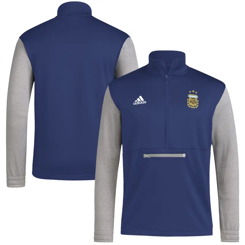 Argentina Kits Store – Argentina National Team Adidas Crest Long Sleeve Half-Zip Top – Navy Soccer Kits and Apparel