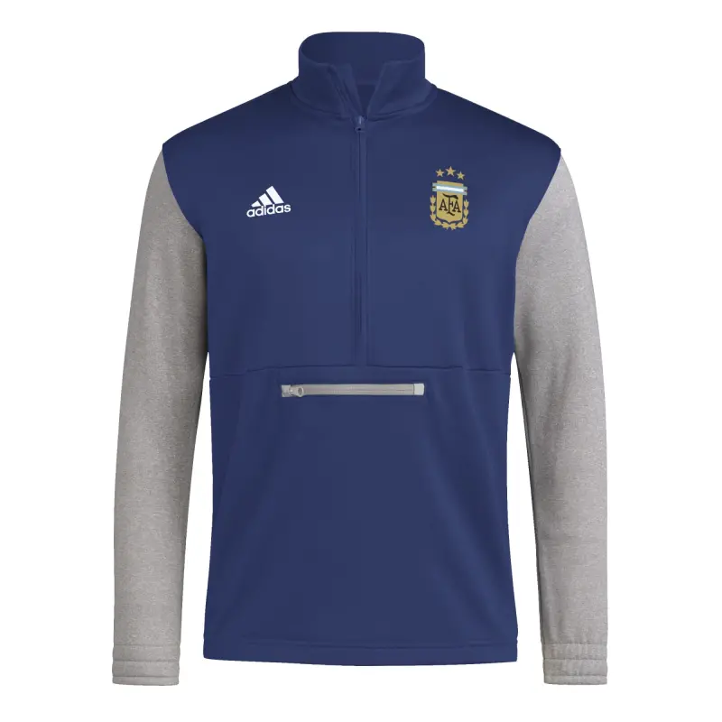 Argentina Kits Store – Argentina National Team Adidas Crest Long Sleeve Half-Zip Top – Navy Soccer Kits and Apparel