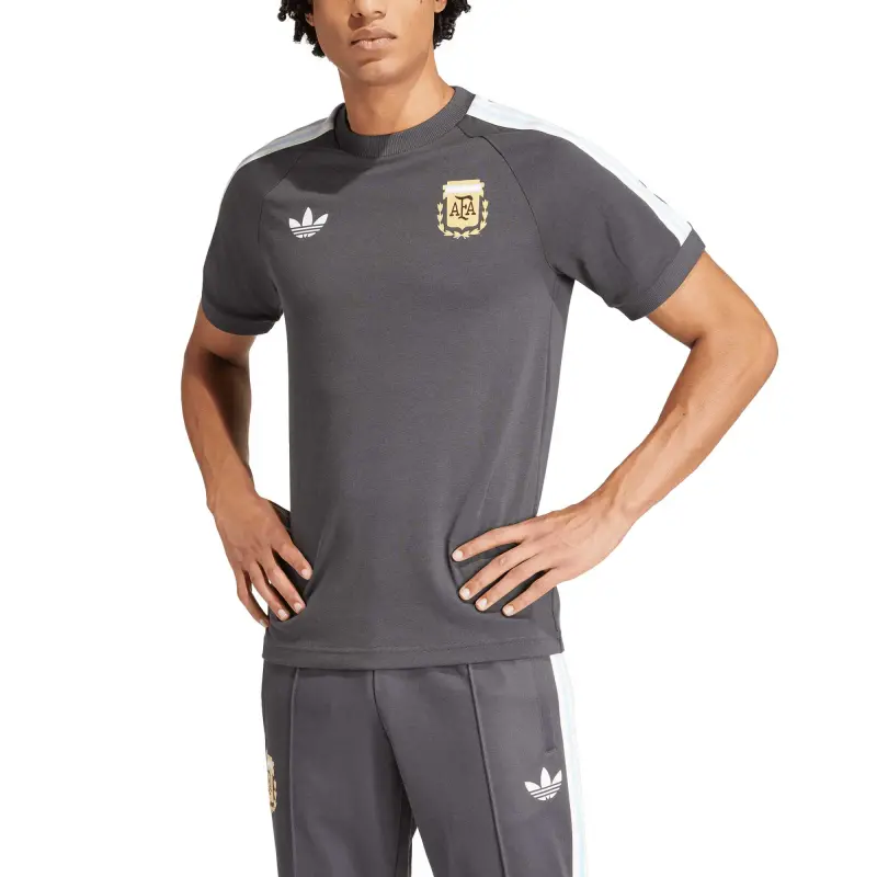 Argentina Kits Store – Argentina National Team Adidas Originals Raglan Three-Stripe T-Shirt – Charcoal Soccer Kits and Apparel