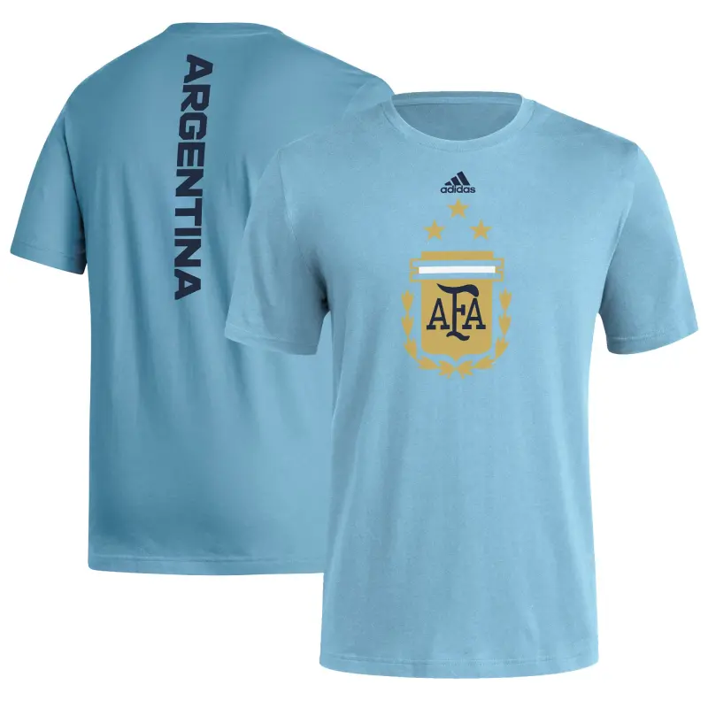 Argentina Kits Store – Argentina National Team Adidas Vertical Back T-Shirt – Light Blue Soccer Kits and Apparel