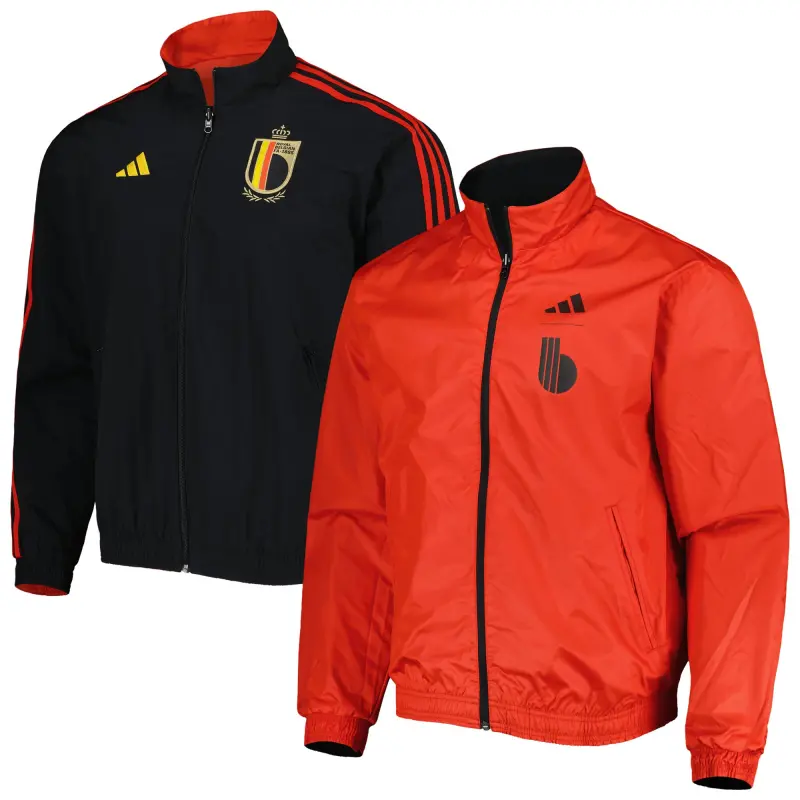 Argentina Kits Store – Belgium National Team adidas AEROREADY Reversible Anthem Reversible Full-Zip Jacket – Red/Black Soccer Kits and Apparel