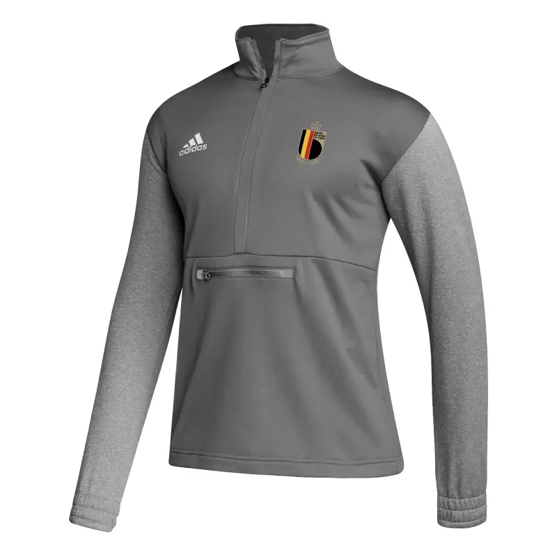 Argentina Kits Store – Belgium National Team adidas Crest Long Sleeve Half-Zip Top – Gray Soccer Kits and Apparel