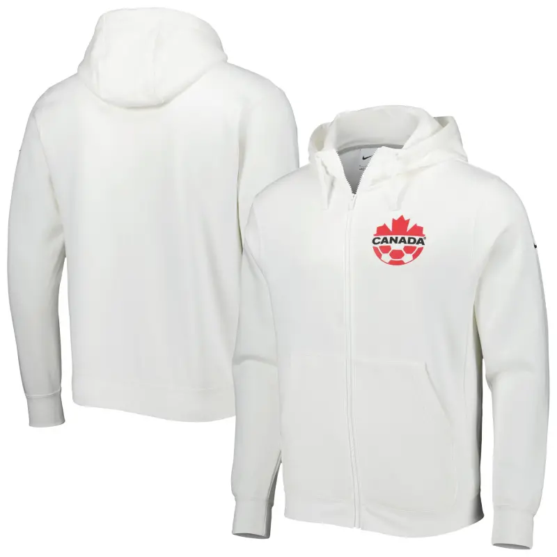 Argentina Kits Store – Canada Soccer Nike Club Fleece Full-Zip Hoodie – White Soccer Kits and Apparel