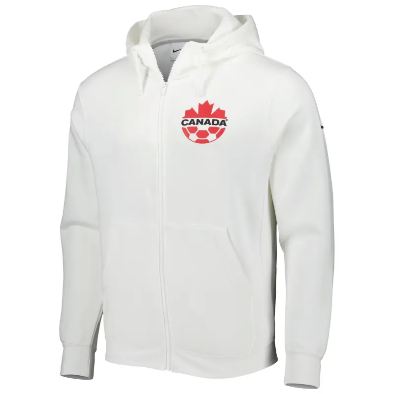 Argentina Kits Store – Canada Soccer Nike Club Fleece Full-Zip Hoodie – White Soccer Kits and Apparel