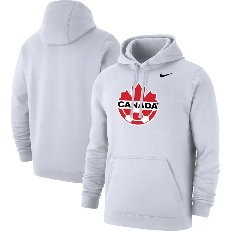 Argentina Kits Store – Canada Soccer Nike Club Primary Pullover Hoodie – White Soccer Kits and Apparel
