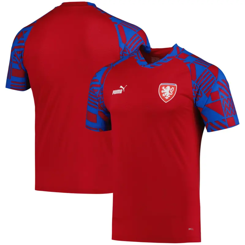 Argentina Kits Store – Czech Republic National Team Puma Pre-Match V-Neck Top – Red Soccer Kits and Apparel