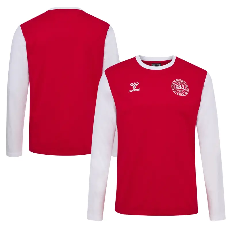Argentina Kits Store – Denmark National Team Block Long Sleeve T-Shirt – Red Soccer Kits and Apparel