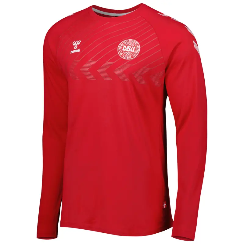 Argentina Kits Store – Denmark National Team Fan Raglan Long Sleeve T-Shirt – Red Soccer Kits and Apparel
