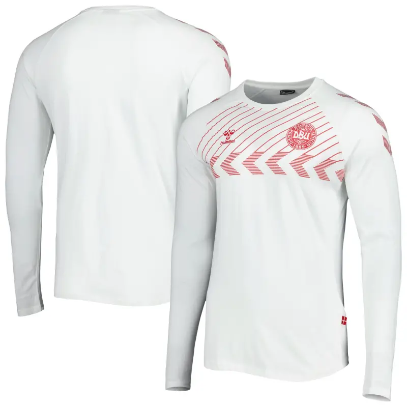Argentina Kits Store – Denmark National Team Fan Raglan Long Sleeve T-Shirt – White Soccer Kits and Apparel
