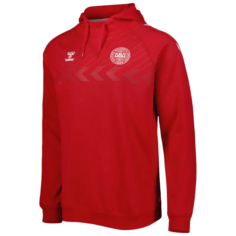 Argentina Kits Store – Denmark National Team Fan Raglan Pullover Hoodie – Red Soccer Kits and Apparel