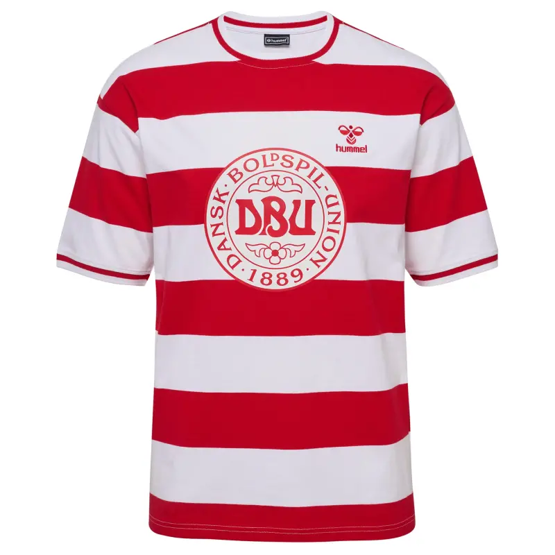 Argentina Kits Store – Denmark National Team Striped T-Shirt – Red Soccer Kits and Apparel