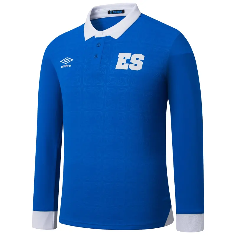 Argentina Kits Store – El Salvador National Team Umbro 2025 Home Replica Long Sleeve Jersey – Blue Soccer Kits and Apparel