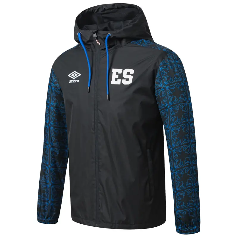 Argentina Kits Store – El Salvador National Team Umbro Full-Zip Hooded Rain Jacket – Black Soccer Kits and Apparel