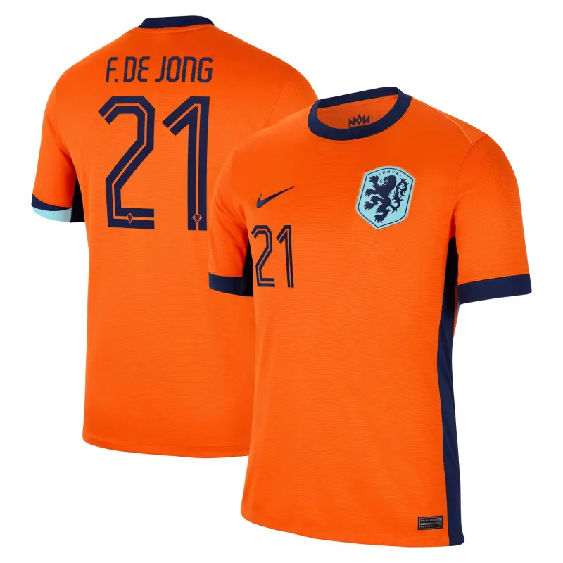 Argentina Kits Store – Frenkie de Jong Netherlands National Team Nike 2024 Home Replica Jersey – Orange Soccer Kits and Apparel