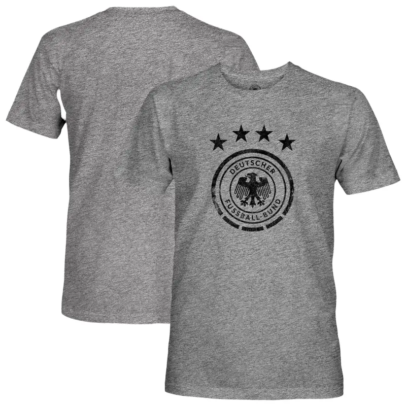 Argentina Kits Store – Germany National Team 1863FC Mono Badge Vintage Tri-Blend T-Shirt – Heather Gray Soccer Kits and Apparel