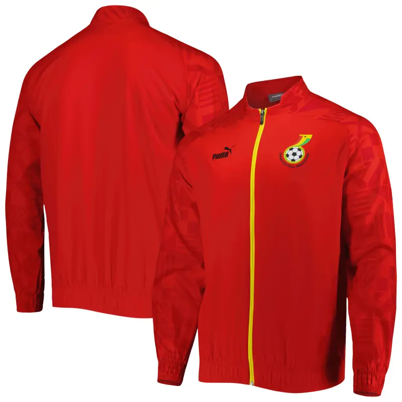 Argentina Kits Store – Ghana National Team Puma Pre-Match Raglan Full-Zip Training Jacket – Red Soccer Kits and Apparel