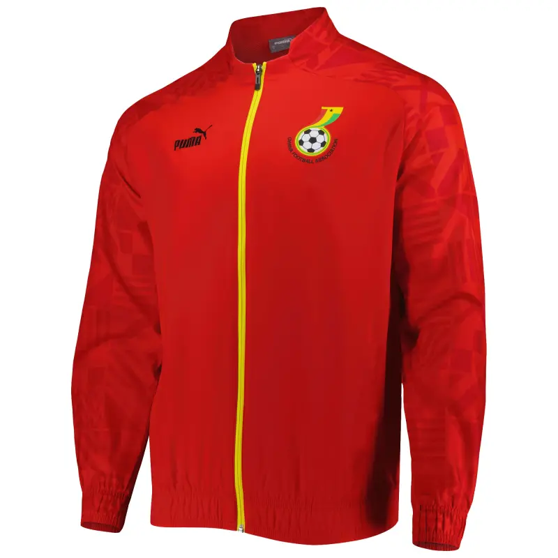 Argentina Kits Store – Ghana National Team Puma Pre-Match Raglan Full-Zip Training Jacket – Red Soccer Kits and Apparel