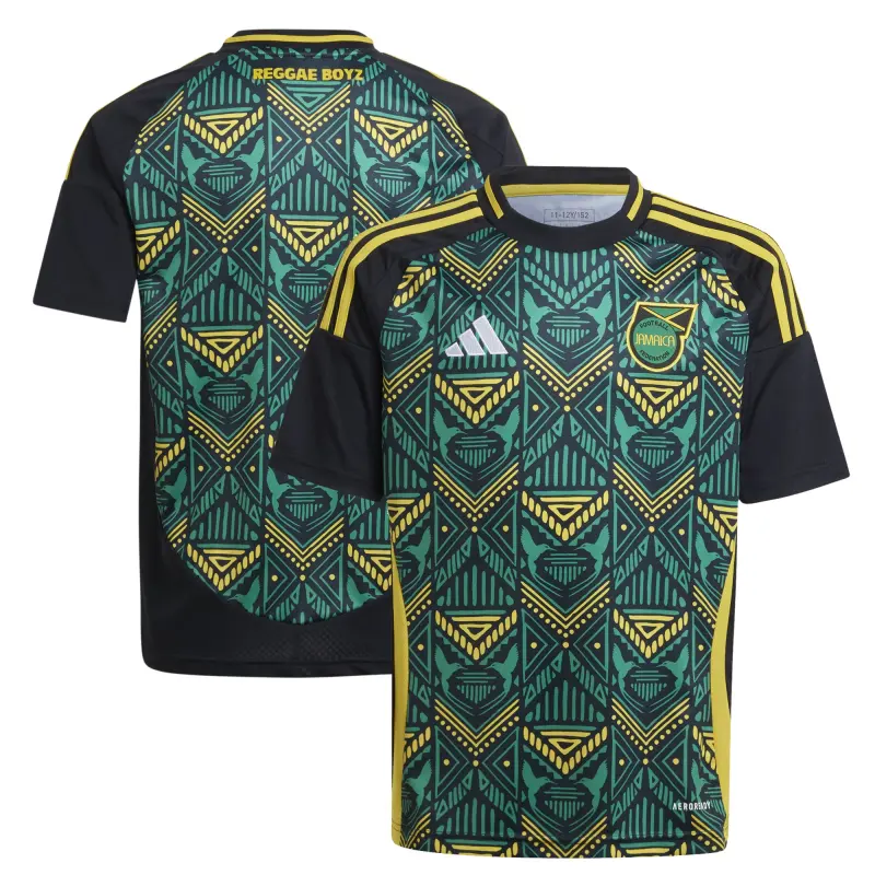 Argentina Kits Store – Jamaica National Team adidas Youth 2024 Away Replica Jersey – Black Soccer Kits and Apparel