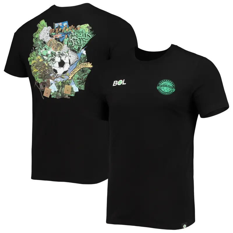 Argentina Kits Store – Montserrat National Team Volcano T-Shirt – Black Soccer Kits and Apparel