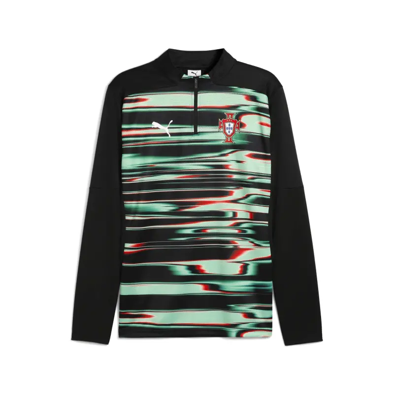 Argentina Kits Store – Portugal National Team Puma 2025 Pre-Match Quarter-Zip Top – Black Soccer Kits and Apparel