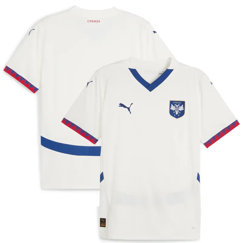 Argentina Kits Store – Serbia National Team Puma 2024 Away Replica Jersey – White Soccer Kits and Apparel