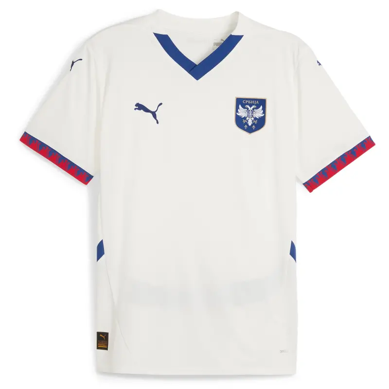 Argentina Kits Store – Serbia National Team Puma 2024 Away Replica Jersey – White Soccer Kits and Apparel