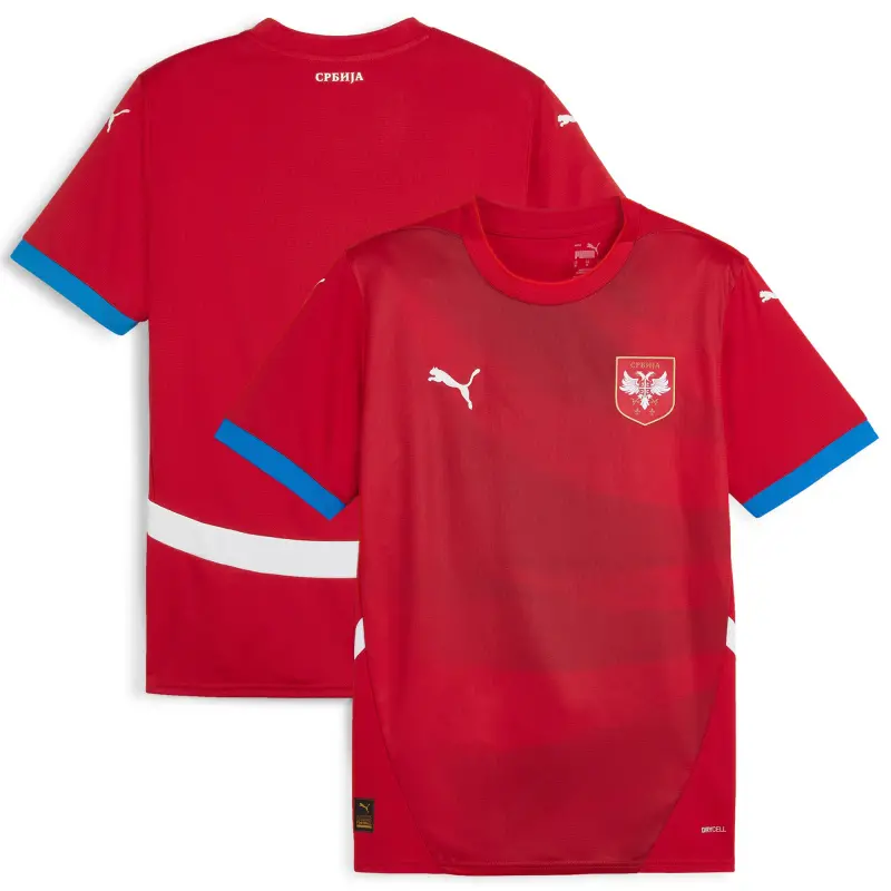 Argentina Kits Store – Serbia National Team Puma 2024 Home Replica Jersey – Red Soccer Kits and Apparel