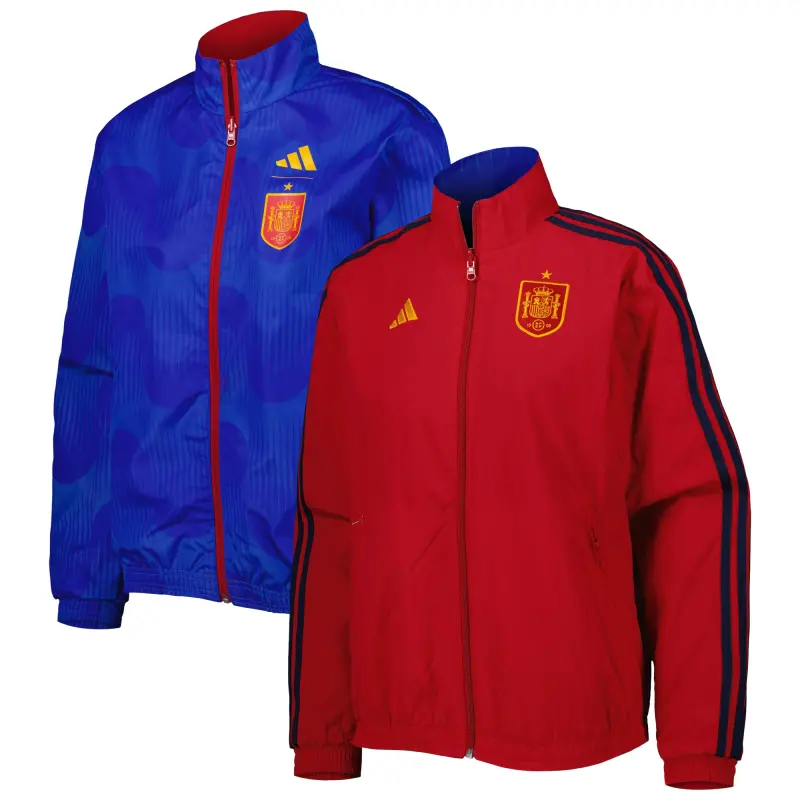 Argentina Kits Store – Spain National Team adidas Women’s Anthem AEROREADY Reversible Full-Zip Jacket – Red/Blue Soccer Kits and Apparel